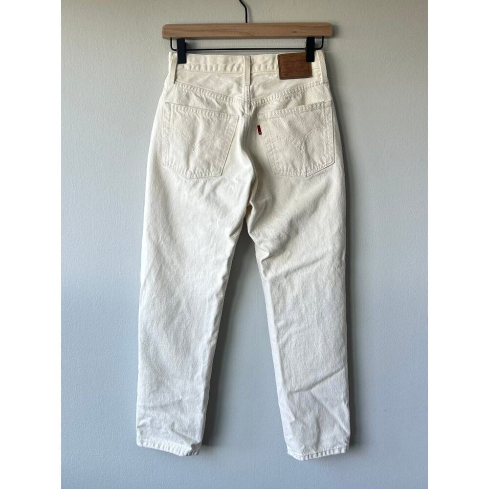 Levi’s Premium 501 Original Cropped Jeans White W24 L26 High Rise Staight Leg - Picture 6 of 12